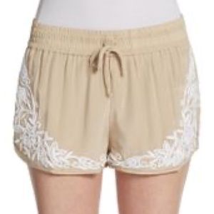 Haute Hippie Embroidered Silk Shorts
